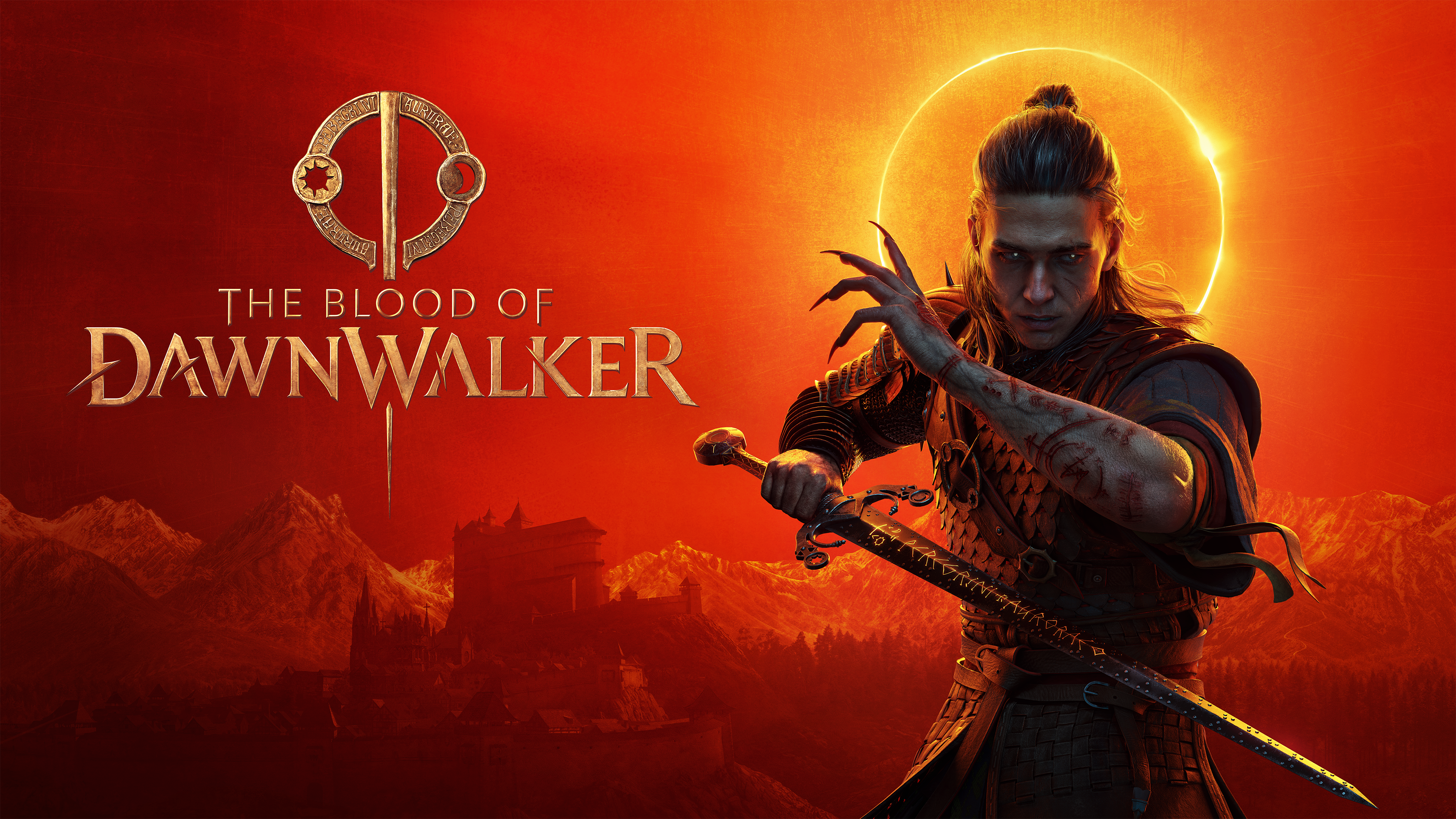 Officiell bild från The Blood of Dawnwalker med Coen framför en solförmörkelse