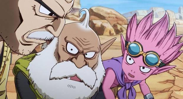 Sand Land episode 2 - Sheriff Rao and Beelzebub in desert landscape with rocky formations in background