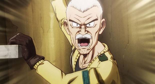 Sand Land episode 6 - Sheriff Rao shouting angrily with raised fist in dramatic lighting scene