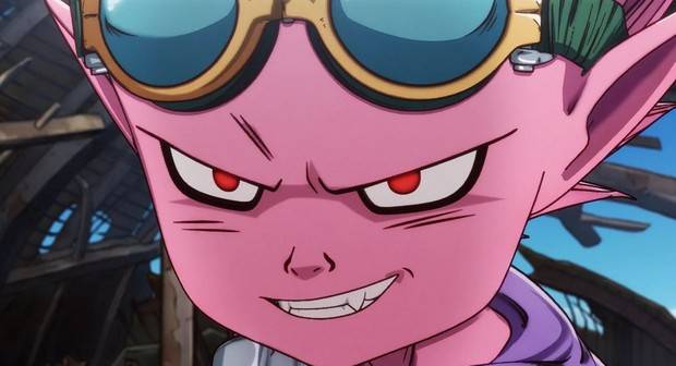 Sand Land episode 7 - Beelzebub close-up with mischievous grin and red eyes showing determined expression