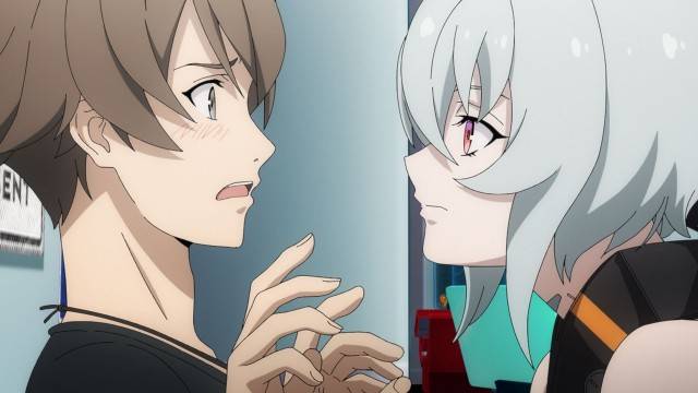 Synduality Noir episode 5 Drifting the Maze thumbnail showing Noir and Kanata in tense confrontation scene