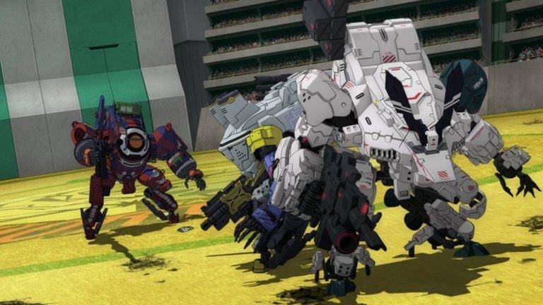 Synduality Noir episode 6 Dice is Cast thumbnail featuring multiple mechs in intense battle scene