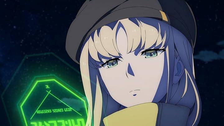 Synduality Noir episode 7 My Dear thumbnail showing blonde character with blue eyes and green holographic display