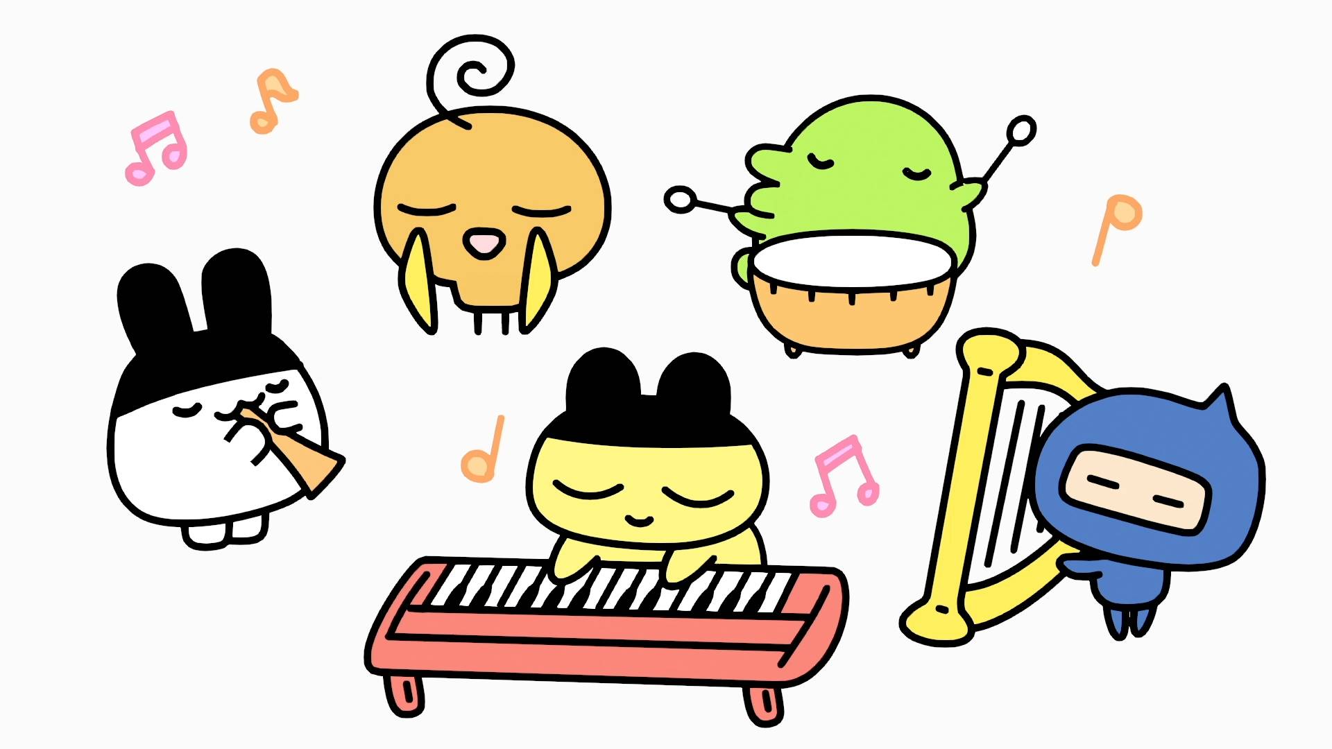 Tamagotchi characters playing musical instruments band - Tama Animation Episode 4 thumbnail YouTube series