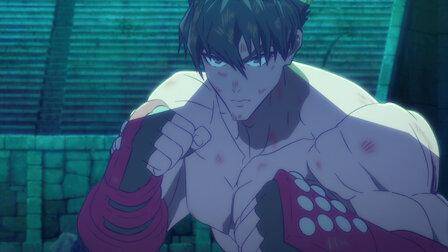 Tekken Bloodline episode 6 Netflix anime series Jin Kazama character in fighting stance with glowing red markings and intense expression