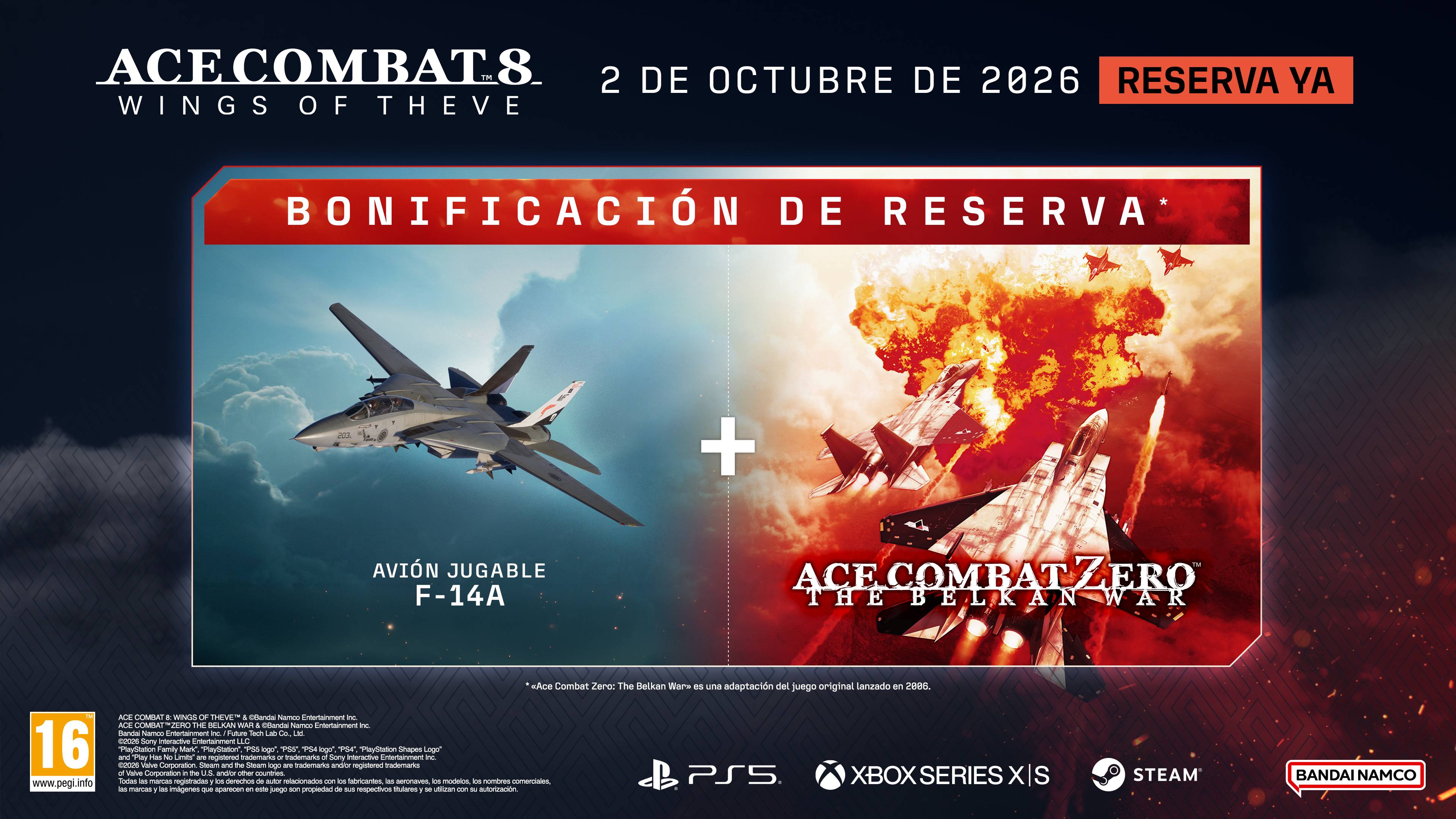 Ace Combat 8: Wings of Theve, bono de reserva con fecha de lanzamiento el 2 de octubre de 2026