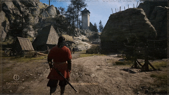 The Blood of Dawnwalker Beta-Gameplay: Coen erkundet ein mittelalterliches Felsdorf in einer Open-World-RPG-Welt