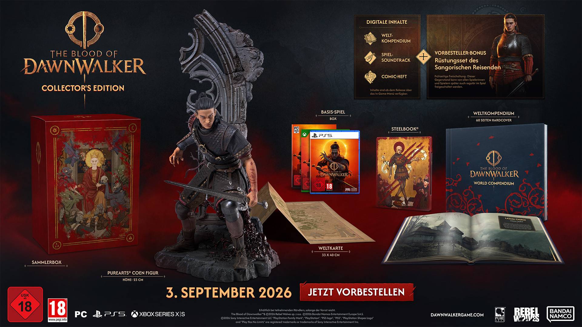 Blood of Dawnwalker Collectors Edition Inhalt komplett Steelbook Figur Kompendium Weltkarte