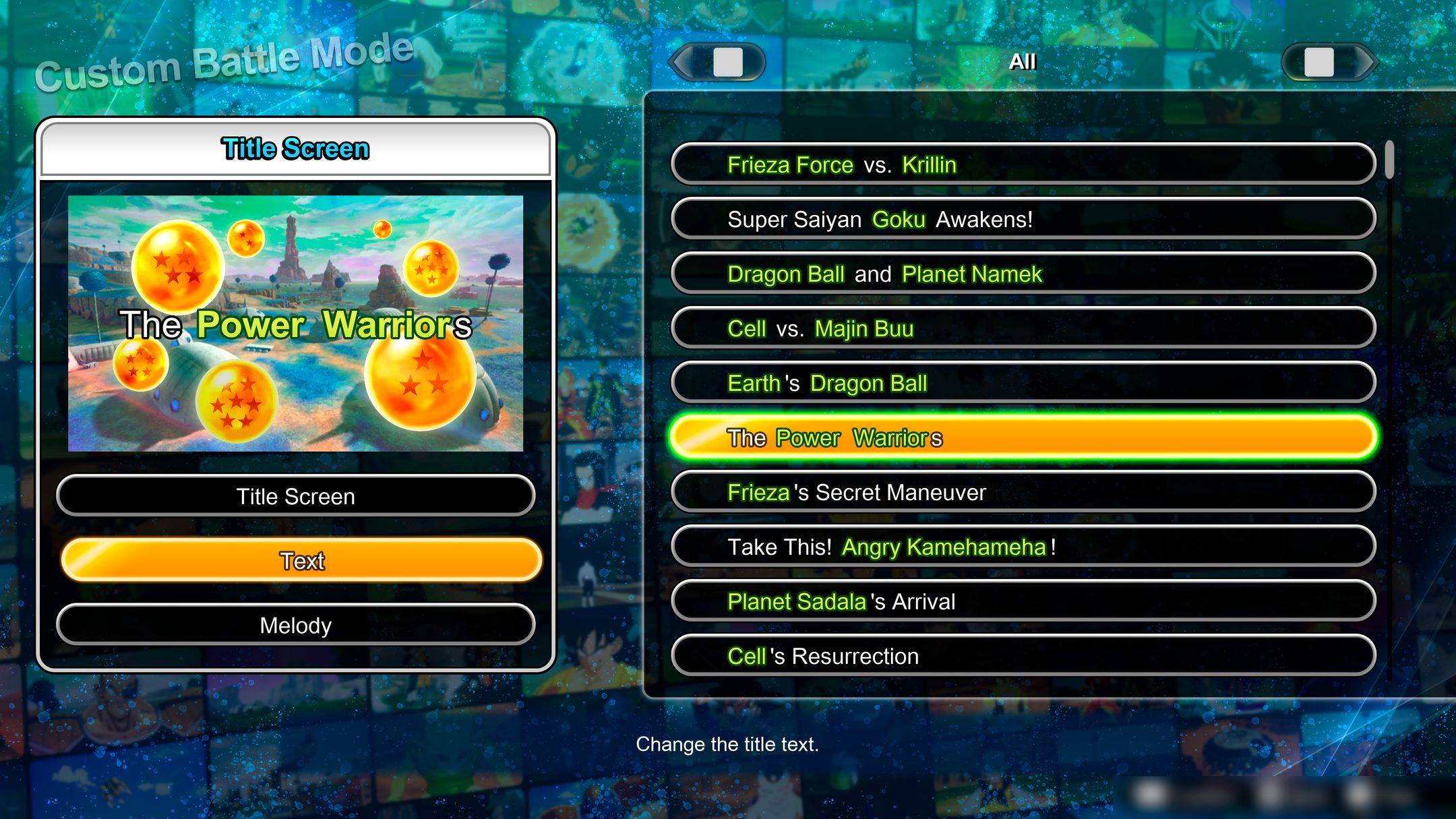 DBSZ Custom Battle Table Title
