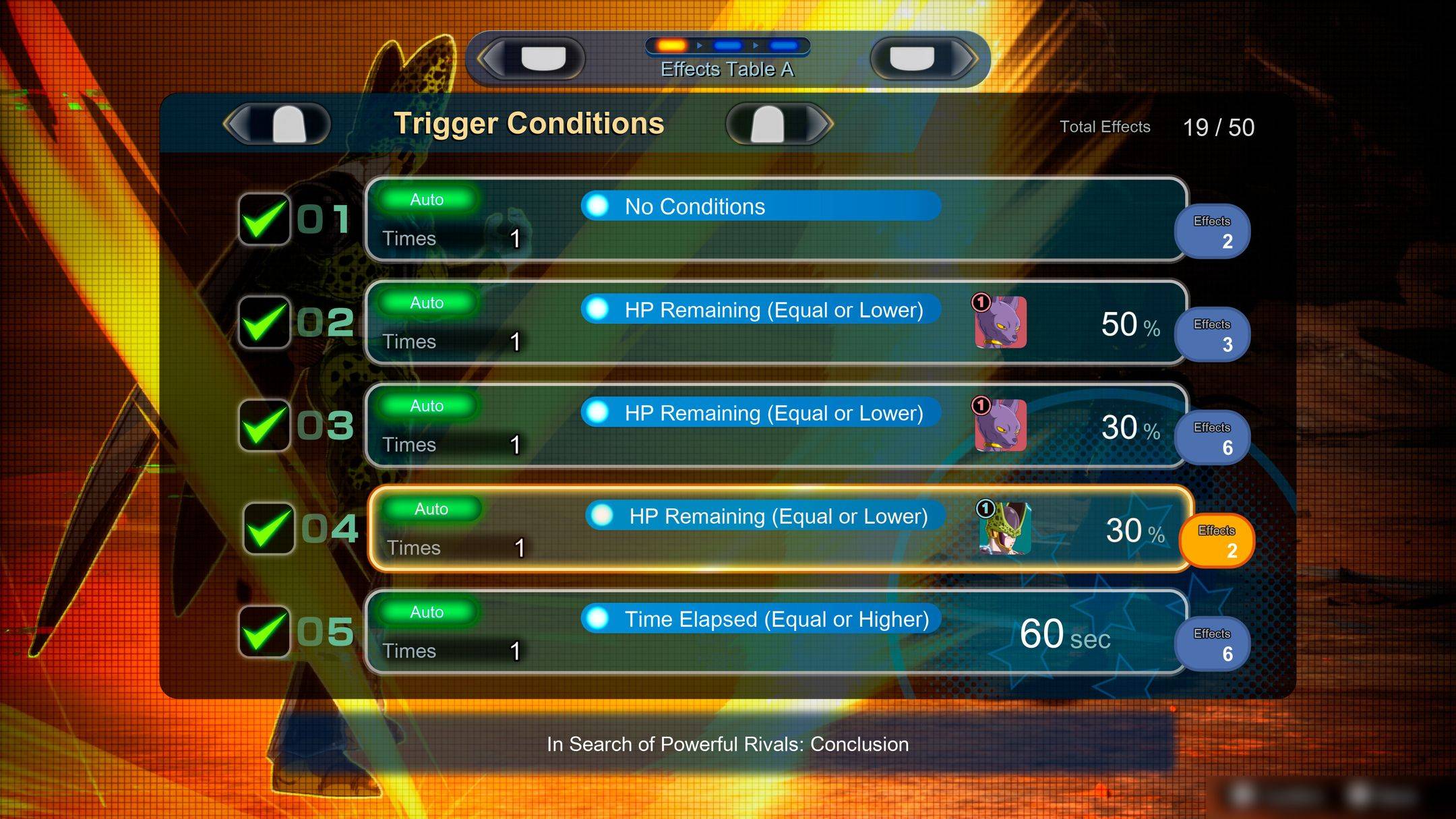 DBSZ Trigger Condition