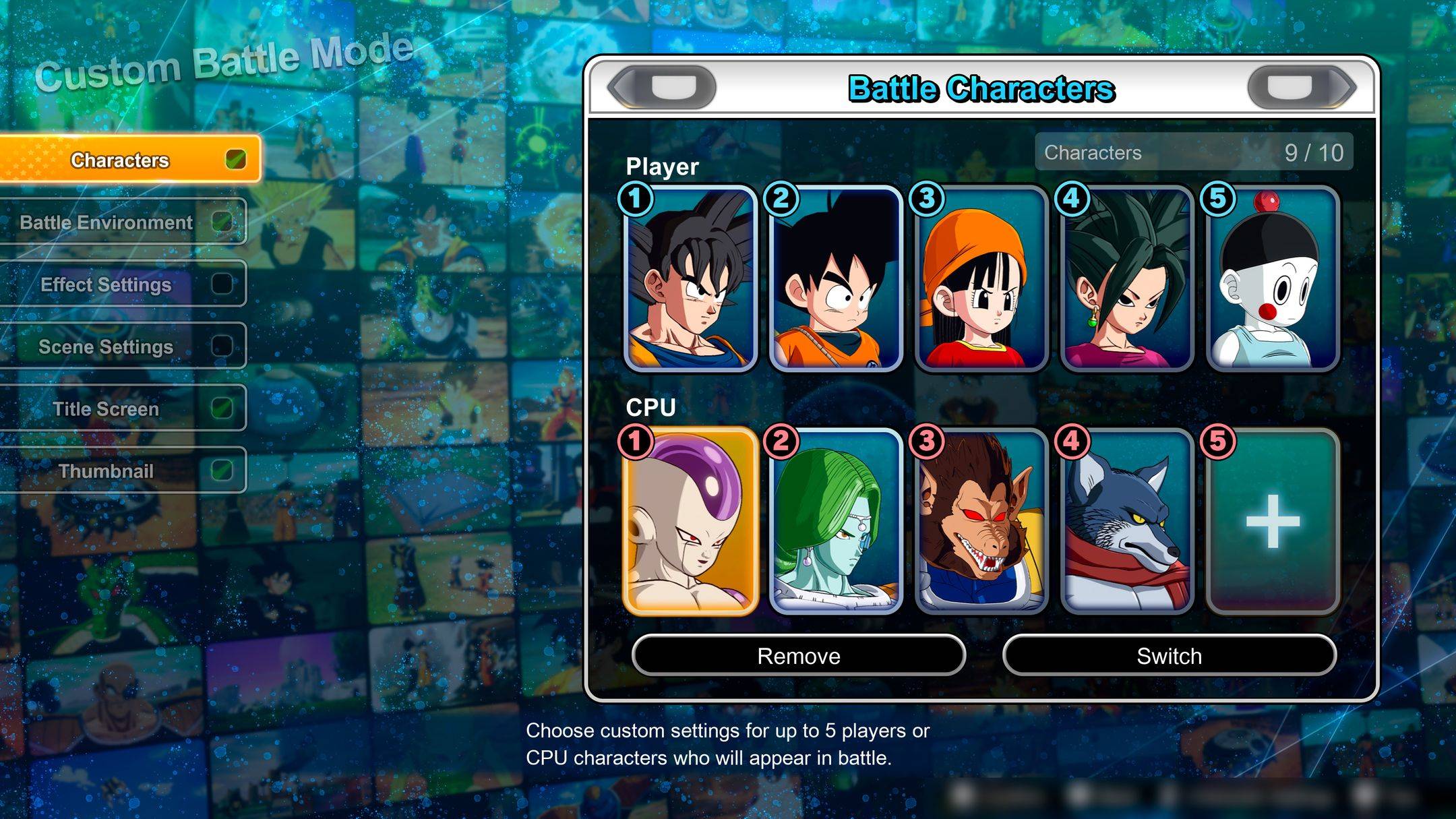 DBSZ Custom Battle Table characters