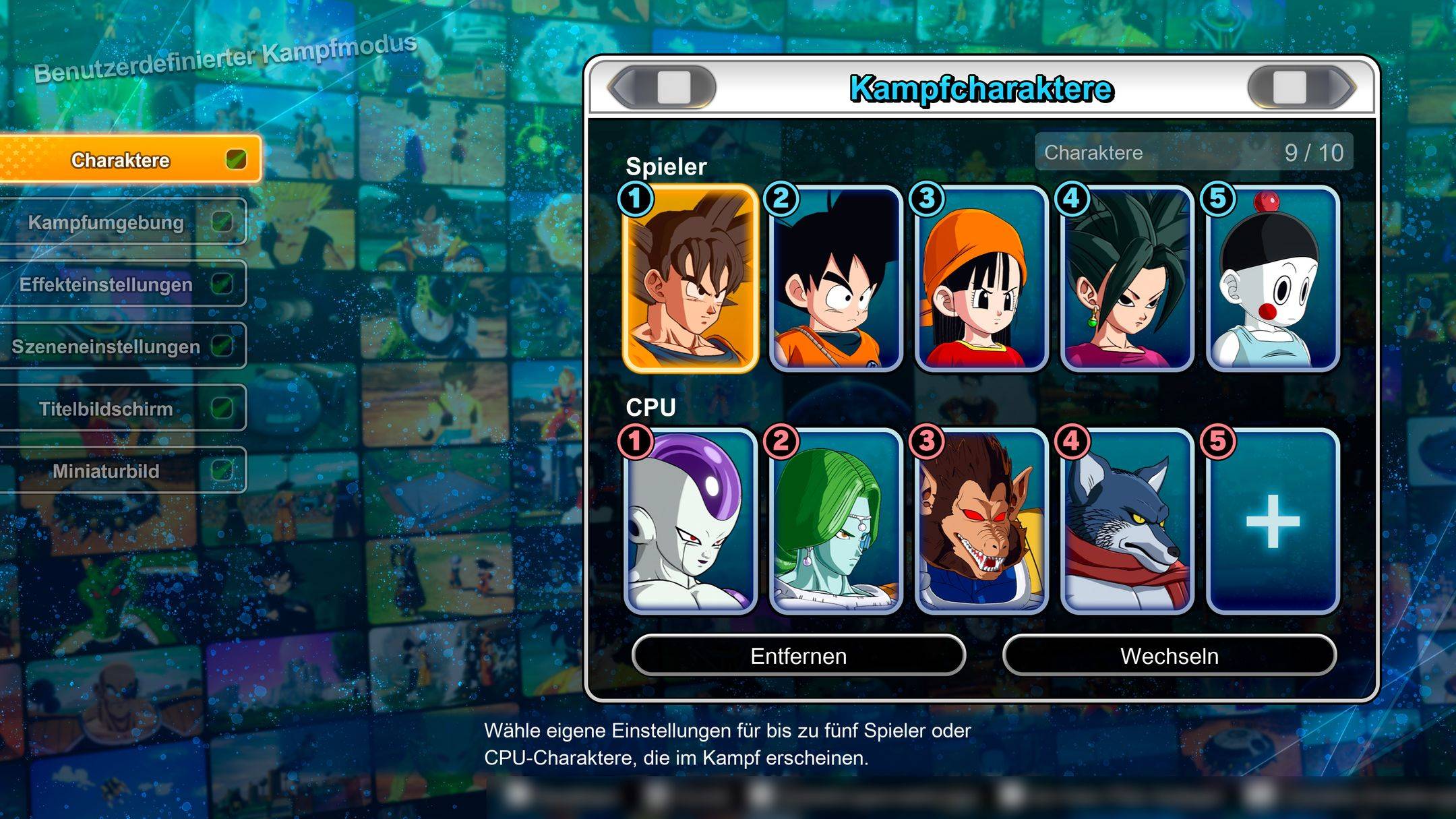 DBSZ Custom Battle Table characters