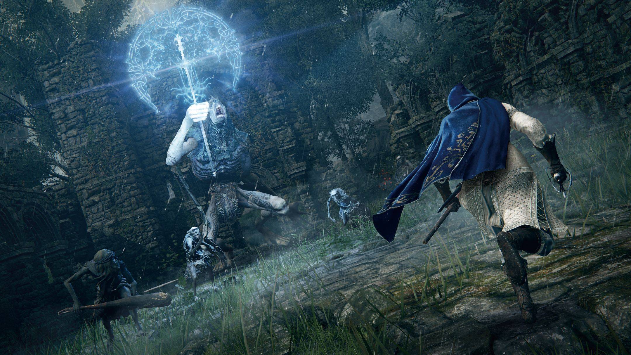 Dark Elden Ring combat scene used to check effect readability with a handheld profile