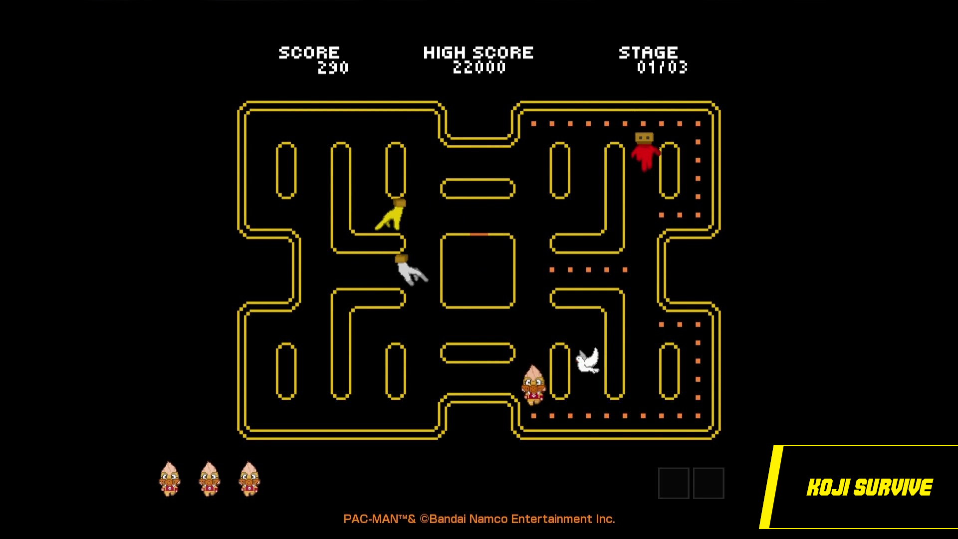 Koji navigates a PAC-MAN style maze in My Hero Academia: All Justice mini-game Koji Survive