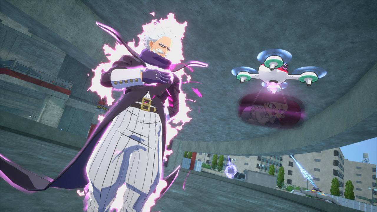 My Hero Ultra Rumble in-game screenshot of Gentle Criminal with La Brava's support drone