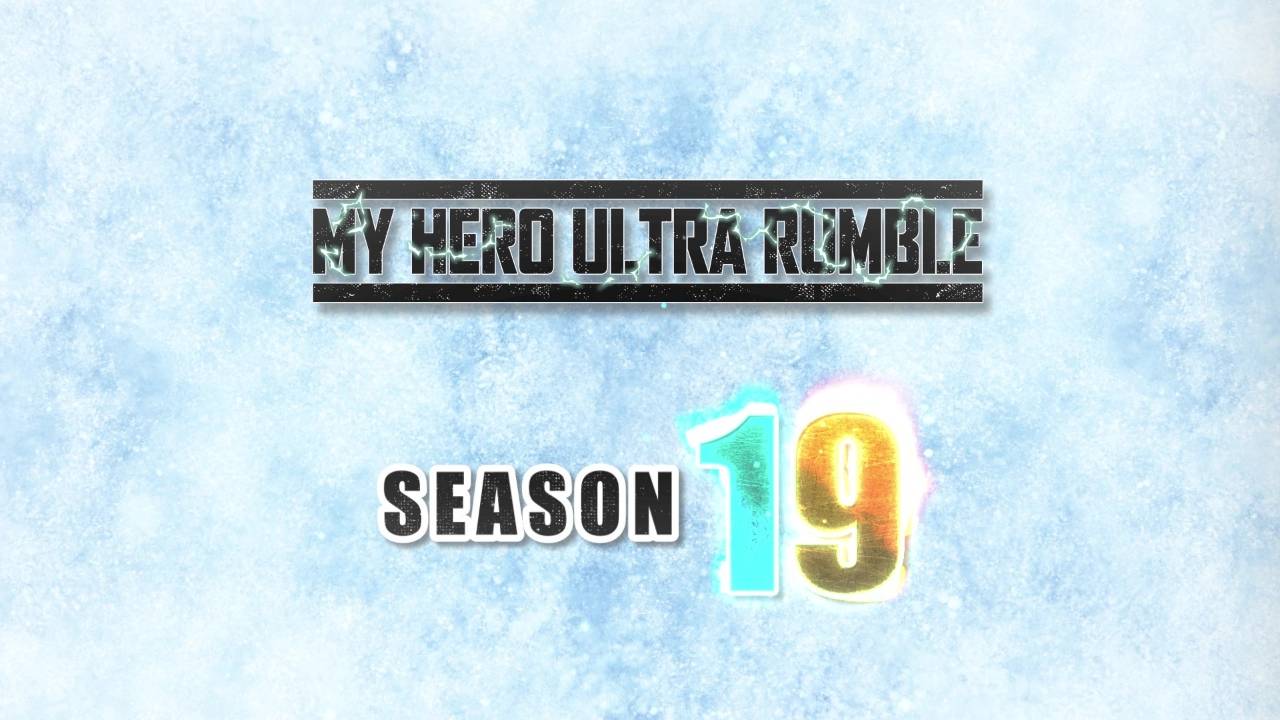 My Hero Ultra Rumble Season 19 official announcement card with ice-themed background