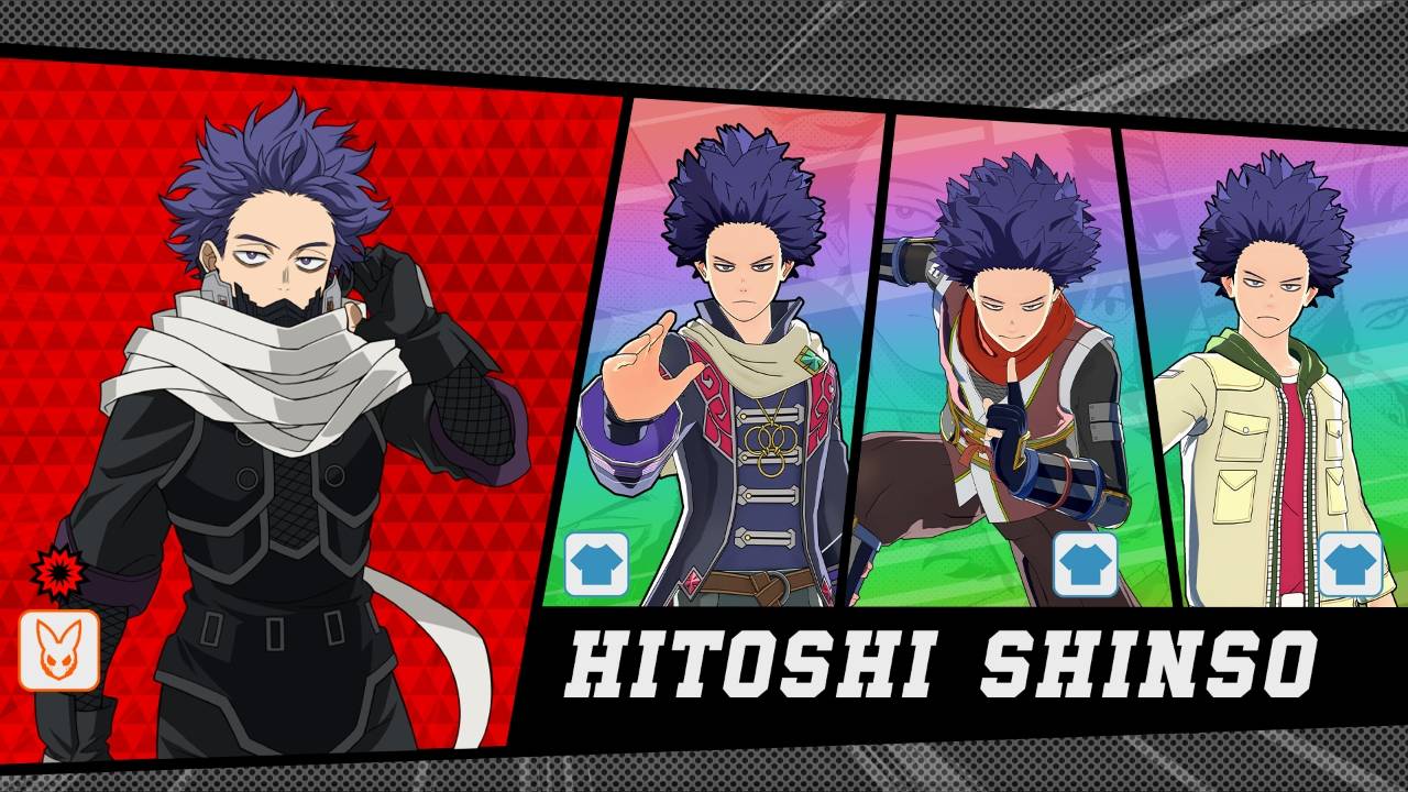 My Hero Ultra Rumble character reveal artwork featuring Hitoshi Shinso Parallel World, Shinobi, Casual Style