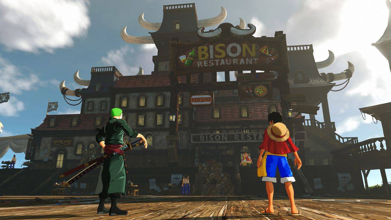 Luffy and Zoro in Amber Harbor