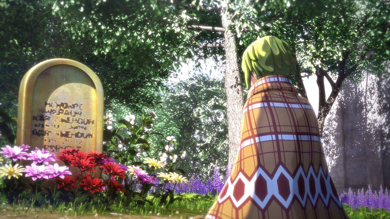 Jeanne paying her respects at the Graveyard