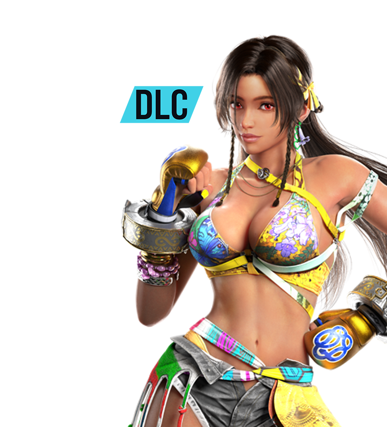 Miary Zo Fighting God Reborn DLC fighter for Tekken 8 in vibrant floral halter top with battle gauntlets