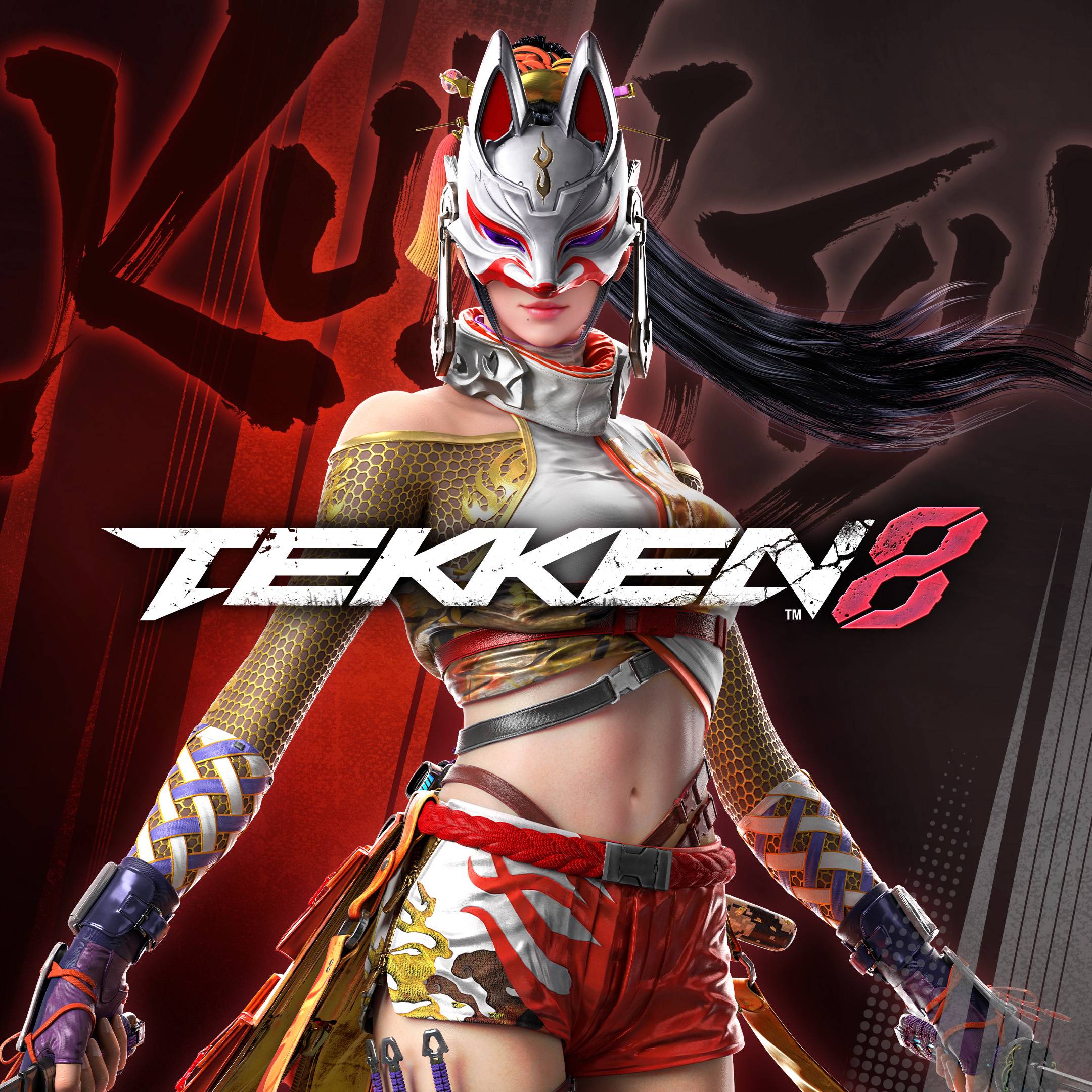 TEKKEN 8 official key art featuring Reina in kitsune mask and fighting stance promotional artwork