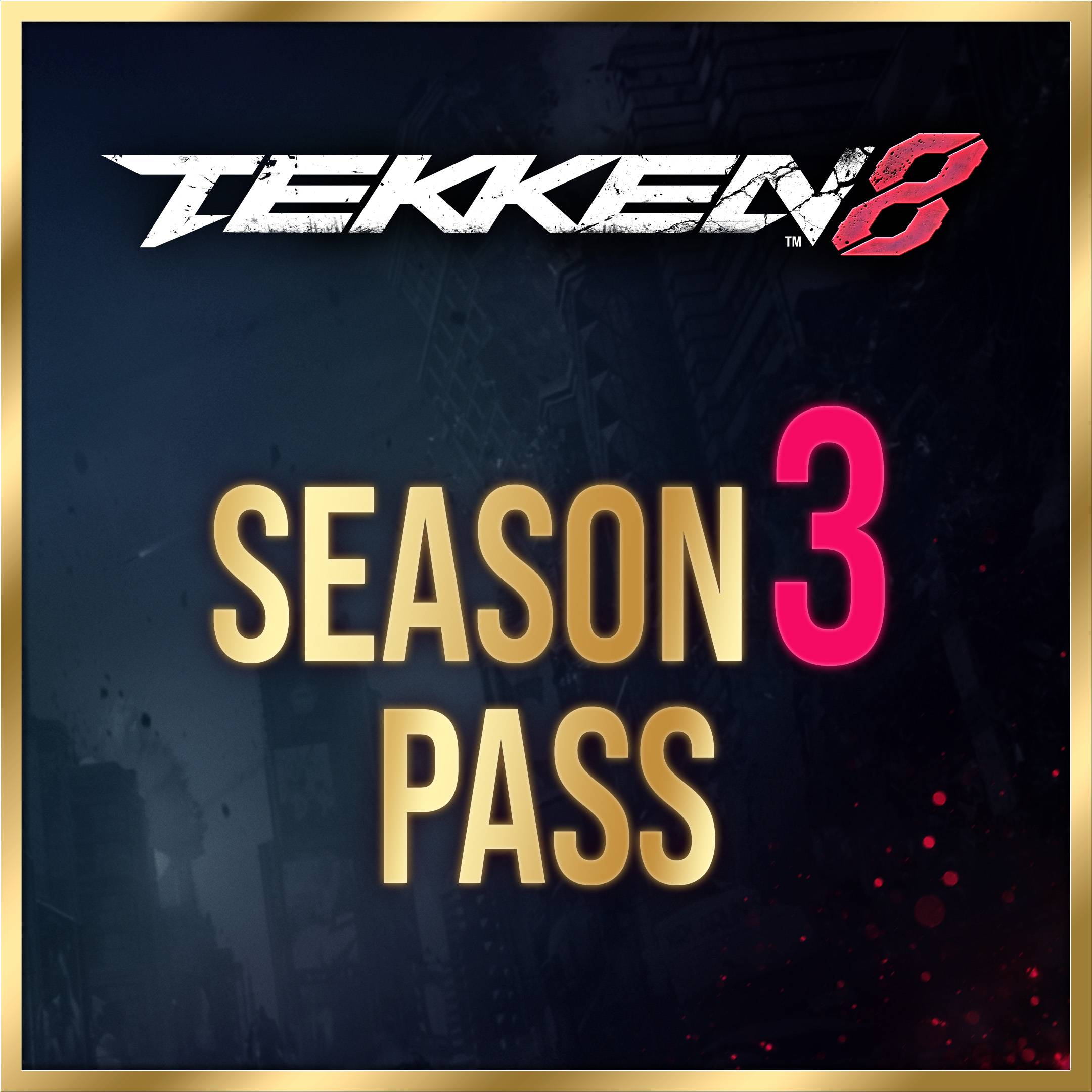 TEKKEN 8 Season Pass 3 official promotional cover art with gold typography