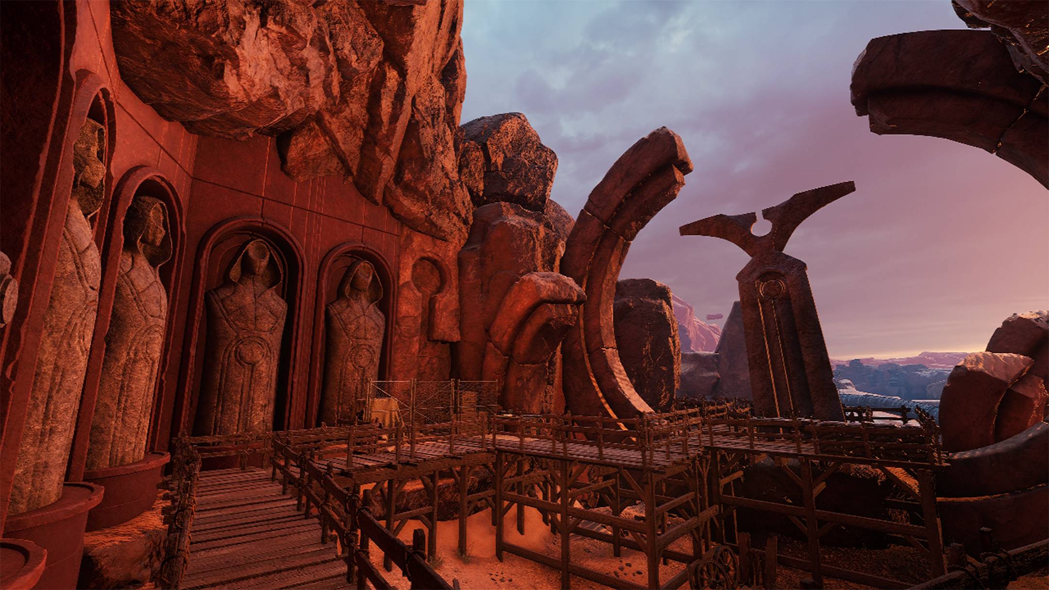 A view of temple ruins in the Richat desert.